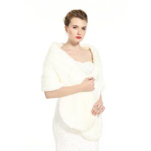9128 Women's Faux Fur Shawl Stoles Wrap